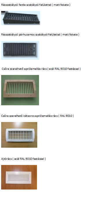 Anemosztátok, szellőzőrácsok, légszelepek