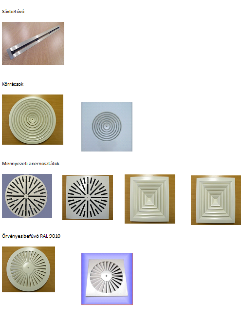 Anemosztátok, szellőzőrácsok, légszelepek